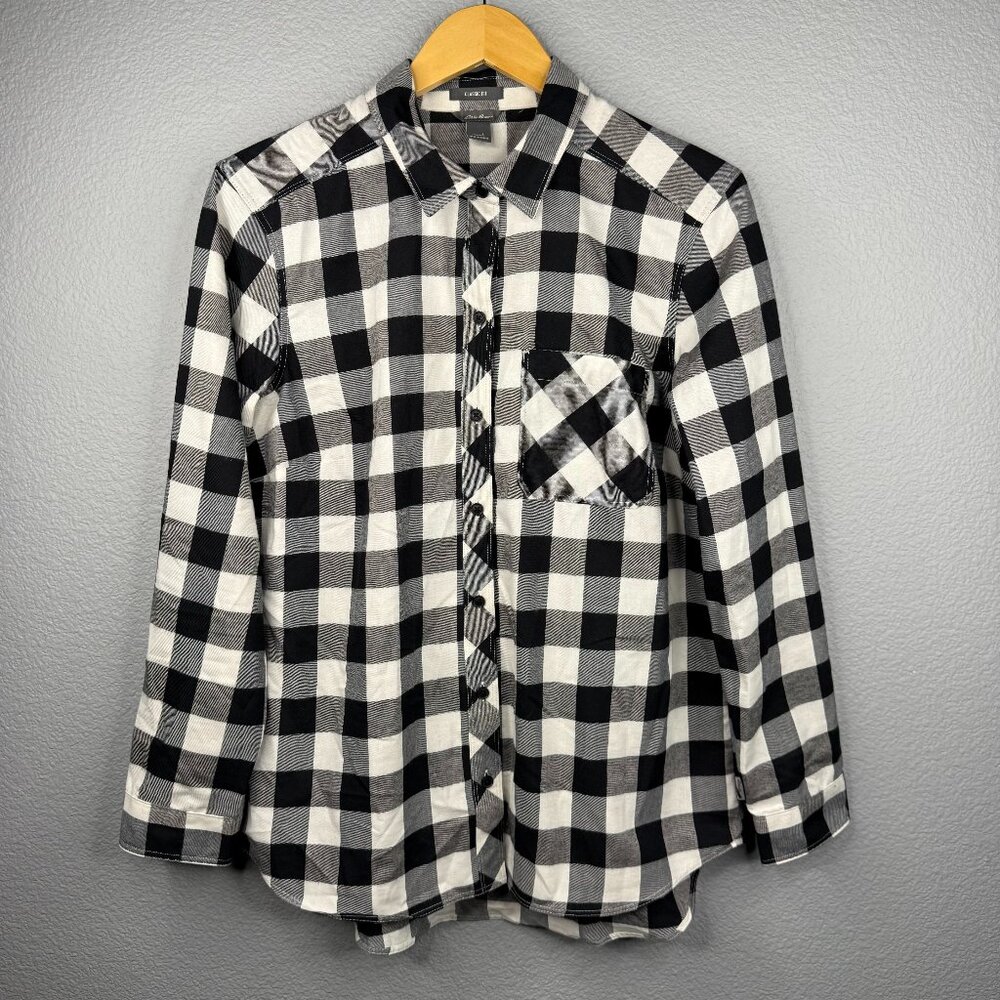 Eddie Bauer Black and White Plaid Button Up
